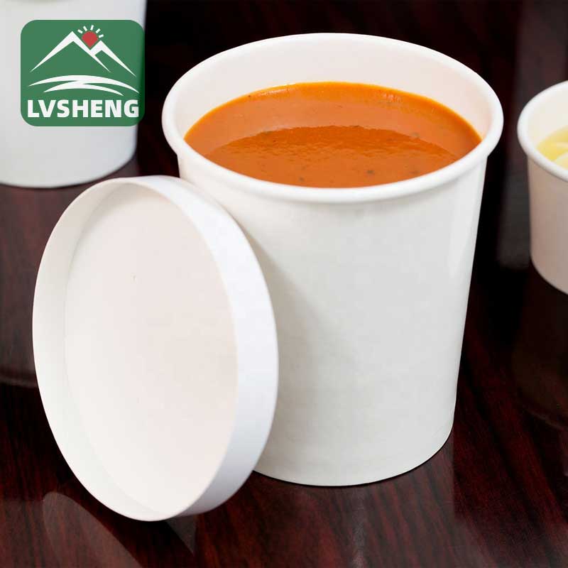 Vaso de sopa de papel kraft branco